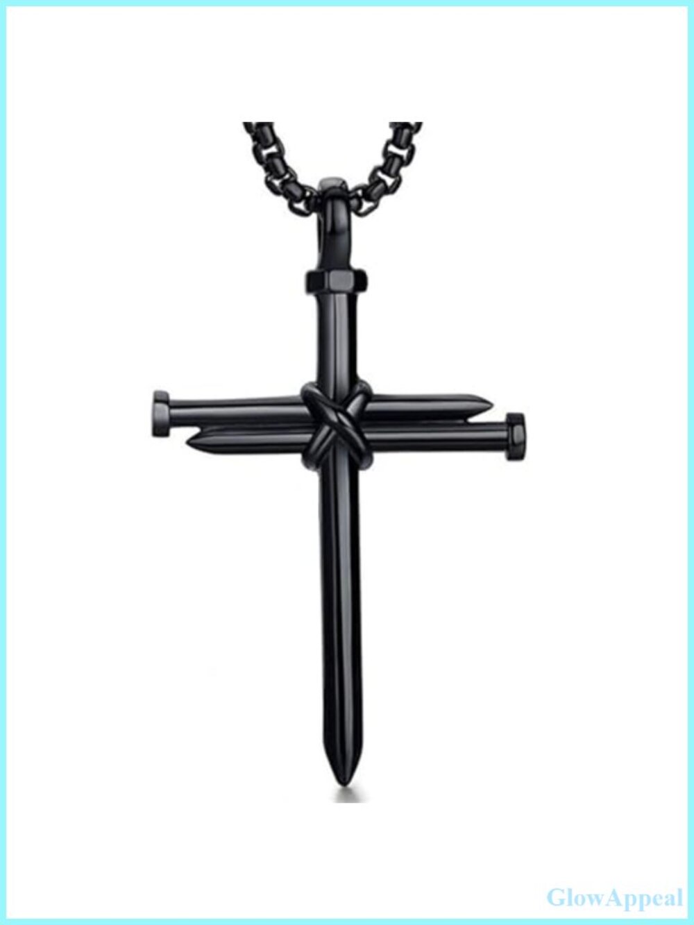 Mens Stainless Steel Nail Cross Necklace 24in Christian Pendant